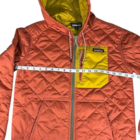 Patagonia Women XS Quilted Hooded Jacket Burnt Orange Mustard Lightweight Puffer - Picture 6 of 13